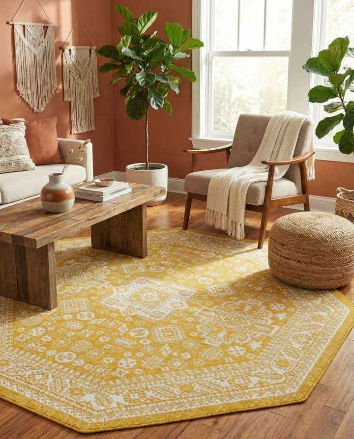 7' 10 x 7' 10 Easy-Clean Aztec Indoor / Outdoor Octagon Rug