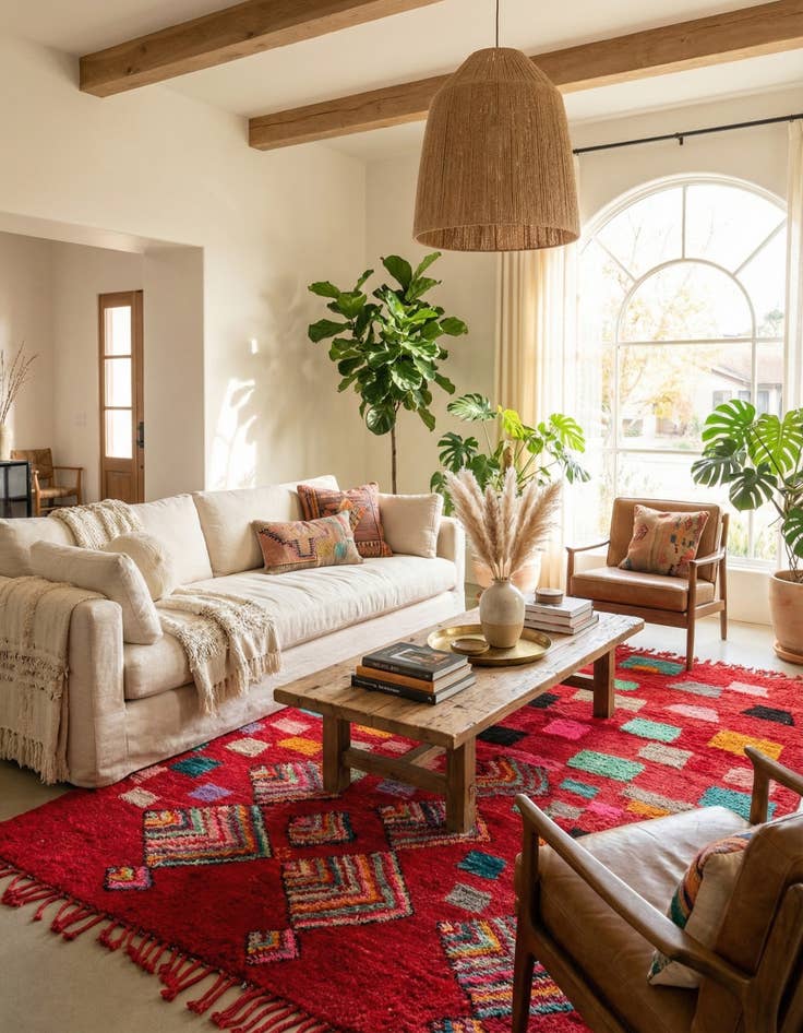 Detail image of 6' 10 x 10'  Hand Knotted Moroccan Wool Rug