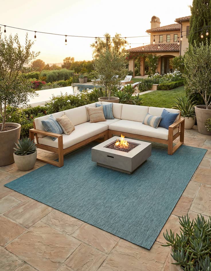 Detail image of  13' x 13'  Washable Solid Indoor / Outdoor Square Rug