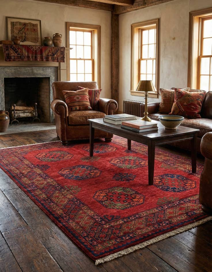 Detail image of 5' 1 x 6' 9 Ersari Afghan Wool Rug