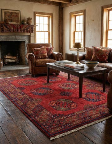 5' 1 x 6' 9 Ersari Afghan Wool Rug