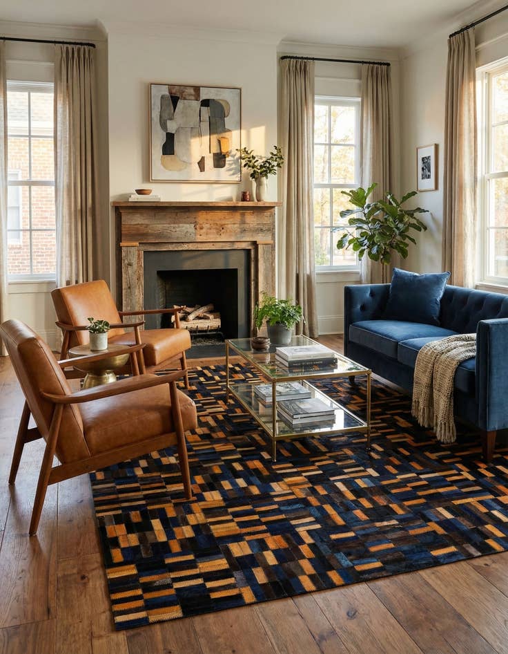 Detail image of  5' x 7' 11 Cowhide - Patchwork Rug