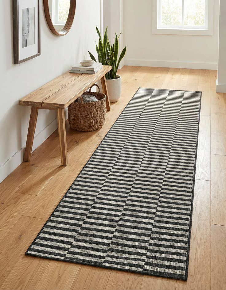 Detail image of 2' 7 x 10' Easy-Clean Striped Indoor / Outdoor Runner Rug
