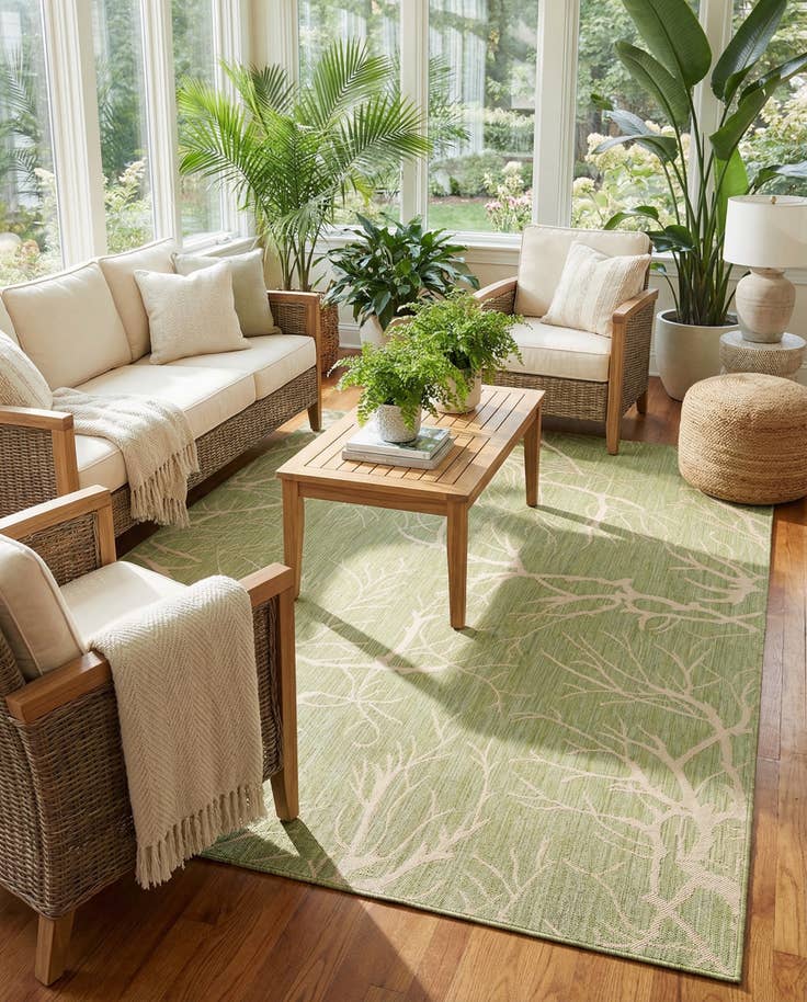 Detail image of 8' x 11' 4 Easy-Clean Botanical Indoor / Outdoor Rug