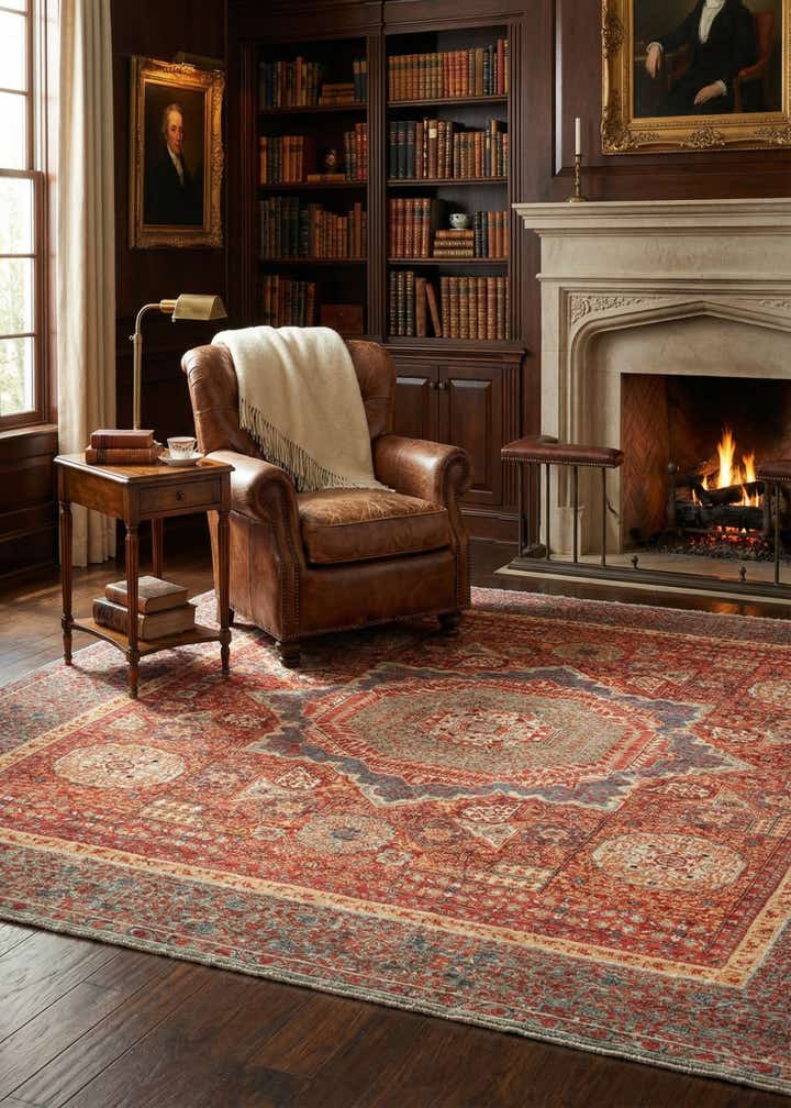 8' 2 x 9' 9 Hand Knotted Mamluk Ziegler Rug