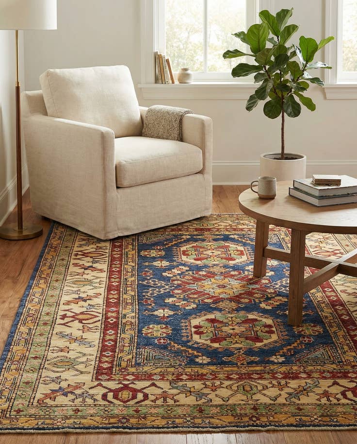 Detail image of 4' 10 x 6' 4 Hand Knotted Kazak Rug