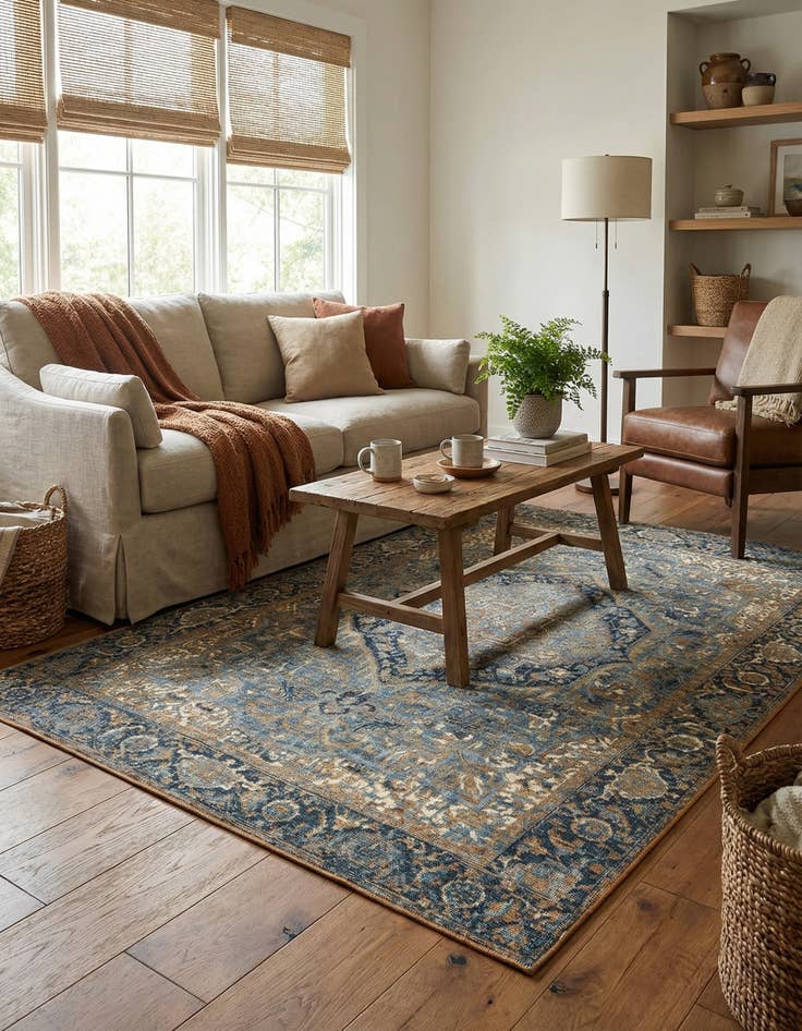 Detail image of  4' x 6'  Washable Traditional Indoor / Outdoor Rug