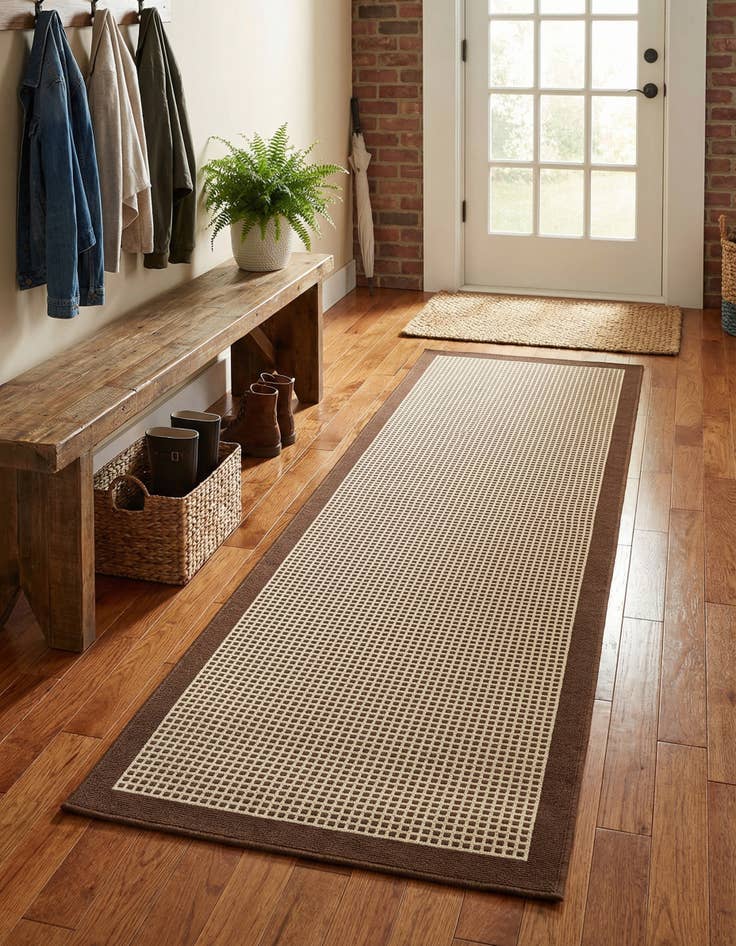 Detail image of 2' 7 x 12' Easy-Clean Border Indoor / Outdoor Runner Rug
