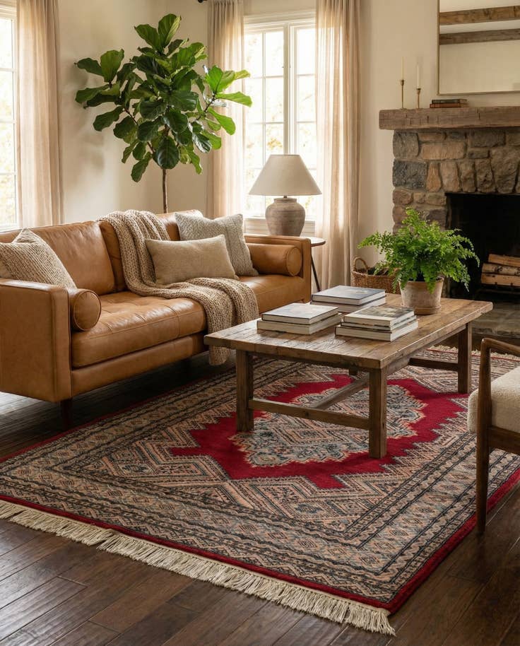 Detail image of 4' 3 x 6' Hand Knotted Bokhara Oriental Wool Rug