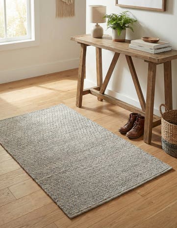 Gray Hand Woven Lattice Wool Rug
