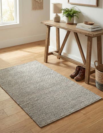 Gray Hand Woven Lattice Wool Rug