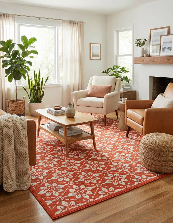 Detail image of  7' 10 x 10'  Washable Lattice Indoor / Outdoor Rug