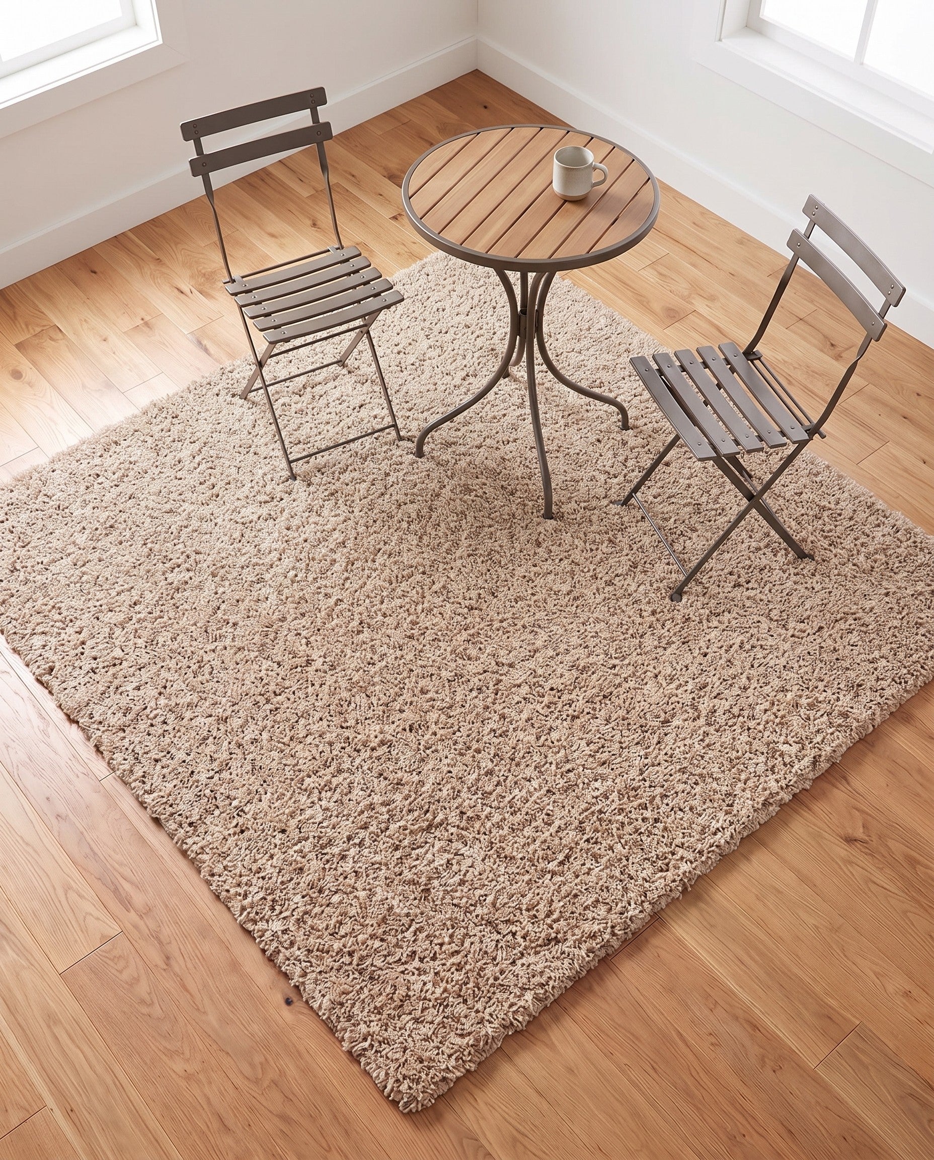 5' 3 x 5' 3 Solid Shag Square Rug