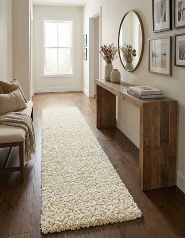 2' 7 x 13' Solid Shag Runner Rug