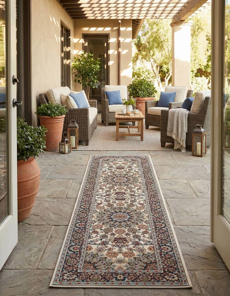 Detail image of 2' 7 x 10'  Washable Traditional Indoor / Outdoor Runner Rug