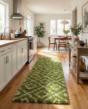  3' 3 x 16' 5 Lattice Shag Runner Rug