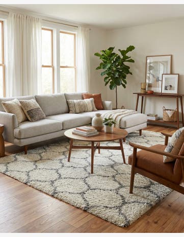 Ivory Trellis Shag Rug