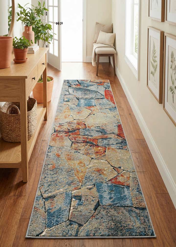 2' 7 x 10' Easy-Clean Modern Indoor / Outdoor Runner Rug