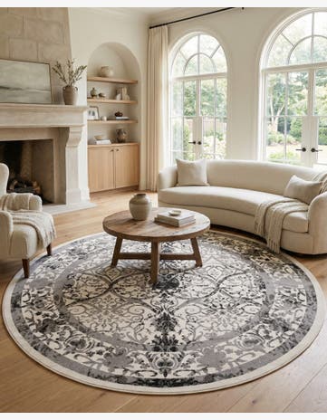 Ivory and Gray Vista Round Rug