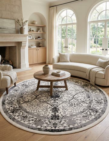 Ivory and Gray Miranda Round Rug