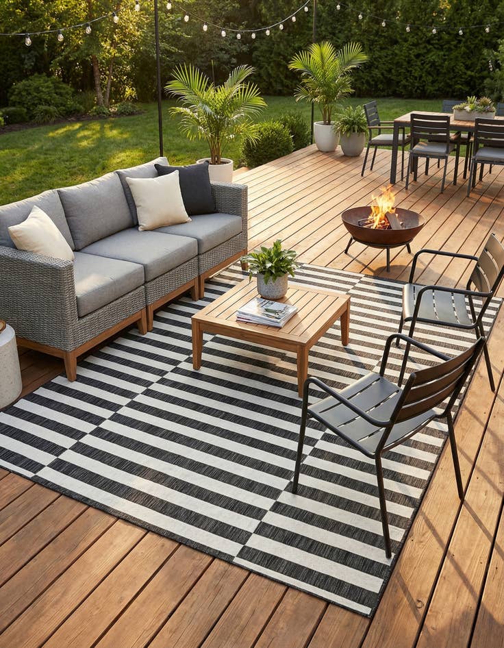 Detail image of  7' x 10'  Washable Ribbon Indoor / Outdoor Rug