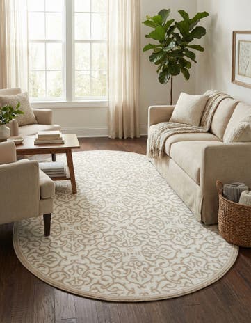 Snow White Nepal Oval Rug