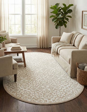 Snow White Nepal Oval Rug