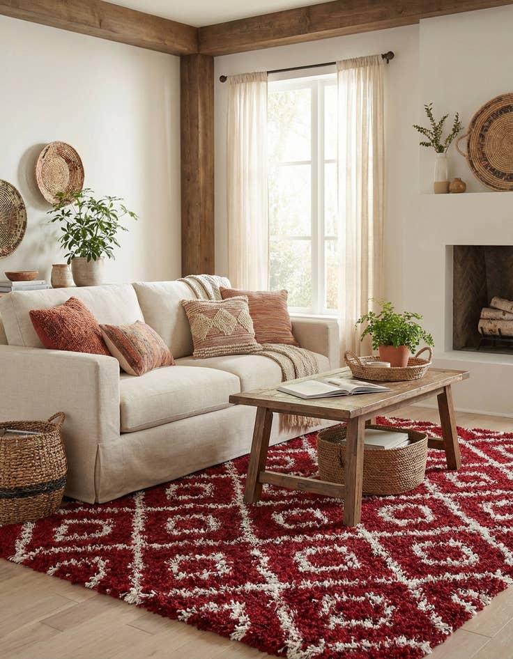 Detail image of  4' x 6' Lattice Shag Rug