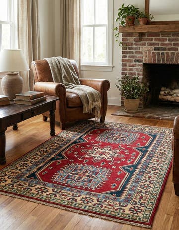 3' 4 x 5' 2 Hand Knotted Kazak Rug
