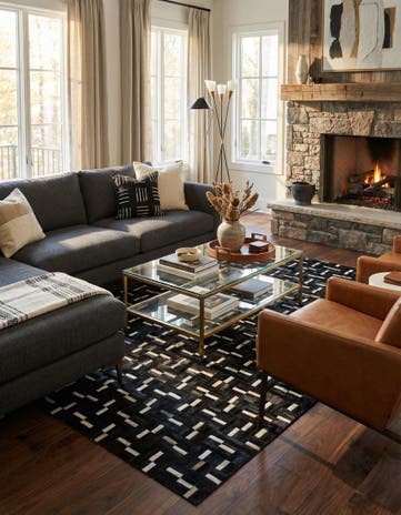 5' x 8' 1 Cowhide Leather Rug