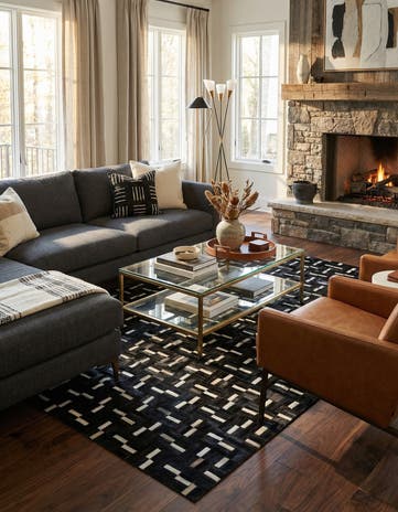 5' x 8' 1 Cowhide Leather Rug