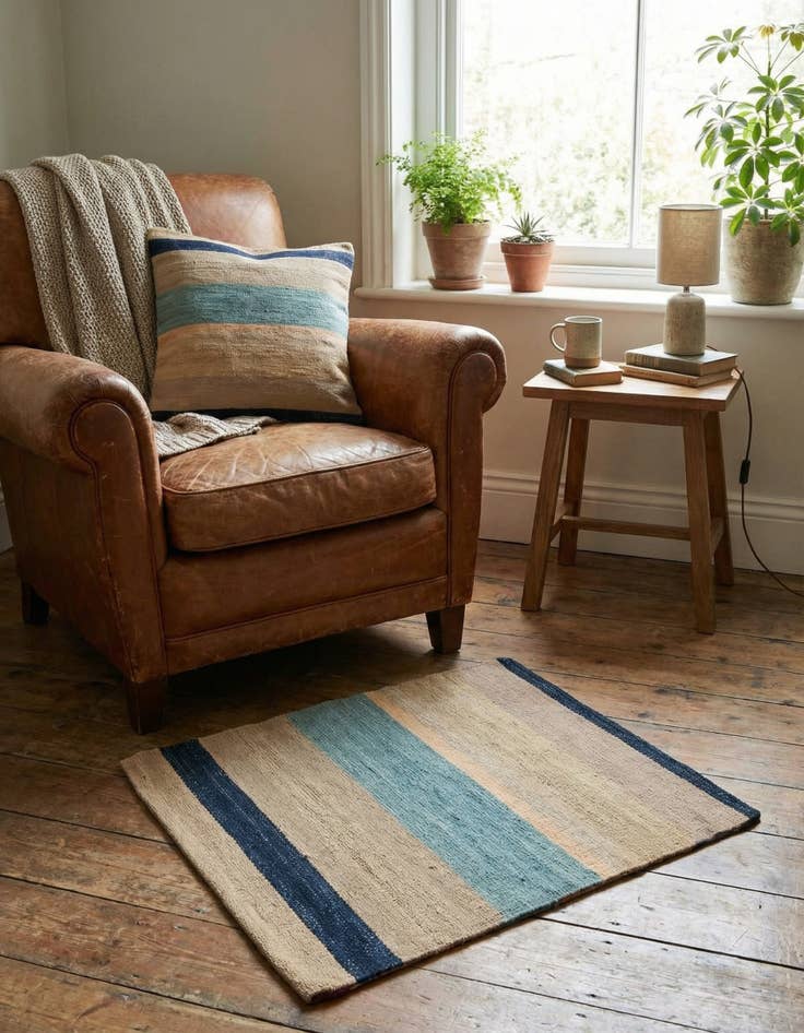 Detail image of 1' 5 x 1' 6  Hand Woven Pillow Wool Square Rug