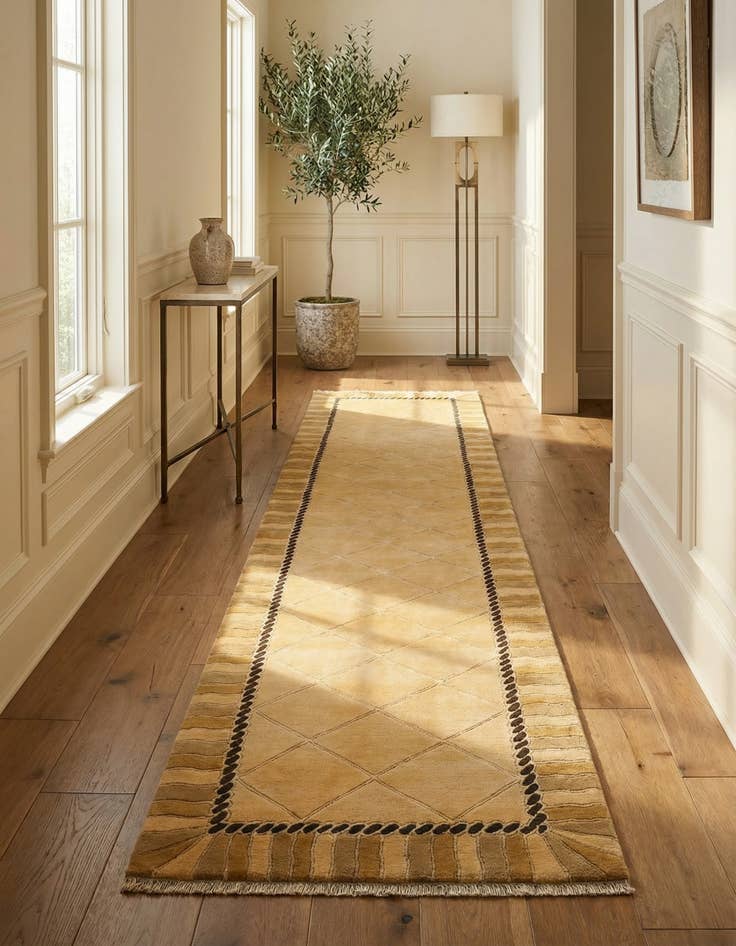 Detail image of 3' 5 x 13' 3  Hand Knotted Darya Wool Runner Rug