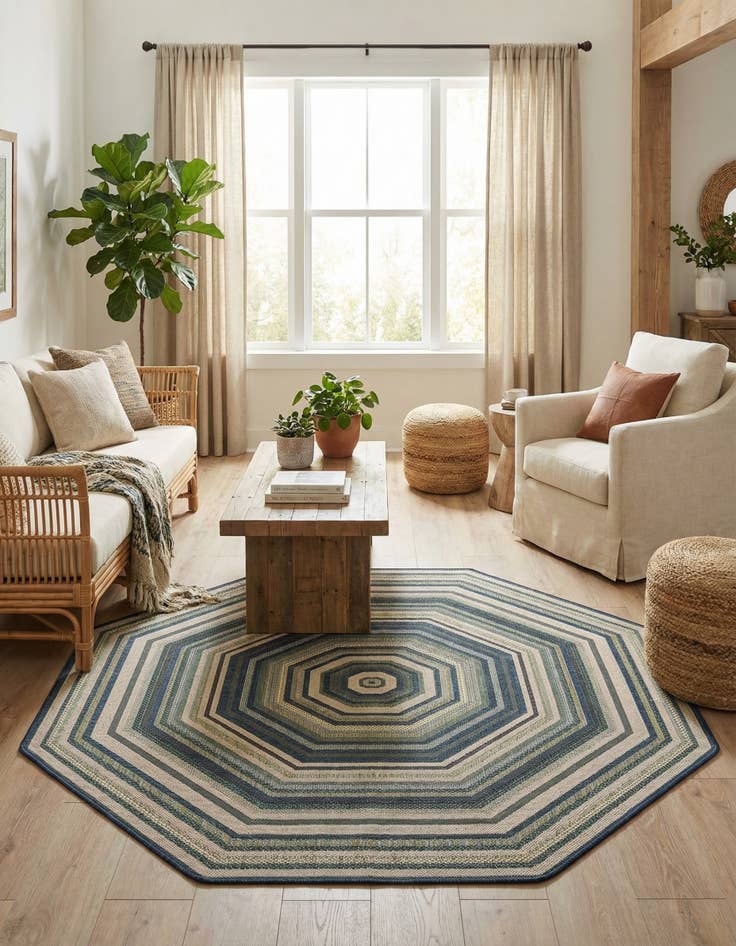 Detail image of 7' 10 x 7' 10 Easy-Clean Baja Indoor / Outdoor Octagon Rug