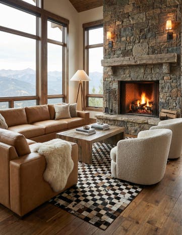 5' 1 x 8' 1 Cowhide Leather Rug
