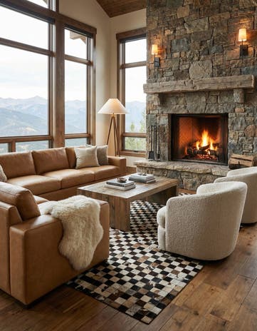 5' 1 x 8' 1 Cowhide Leather Rug
