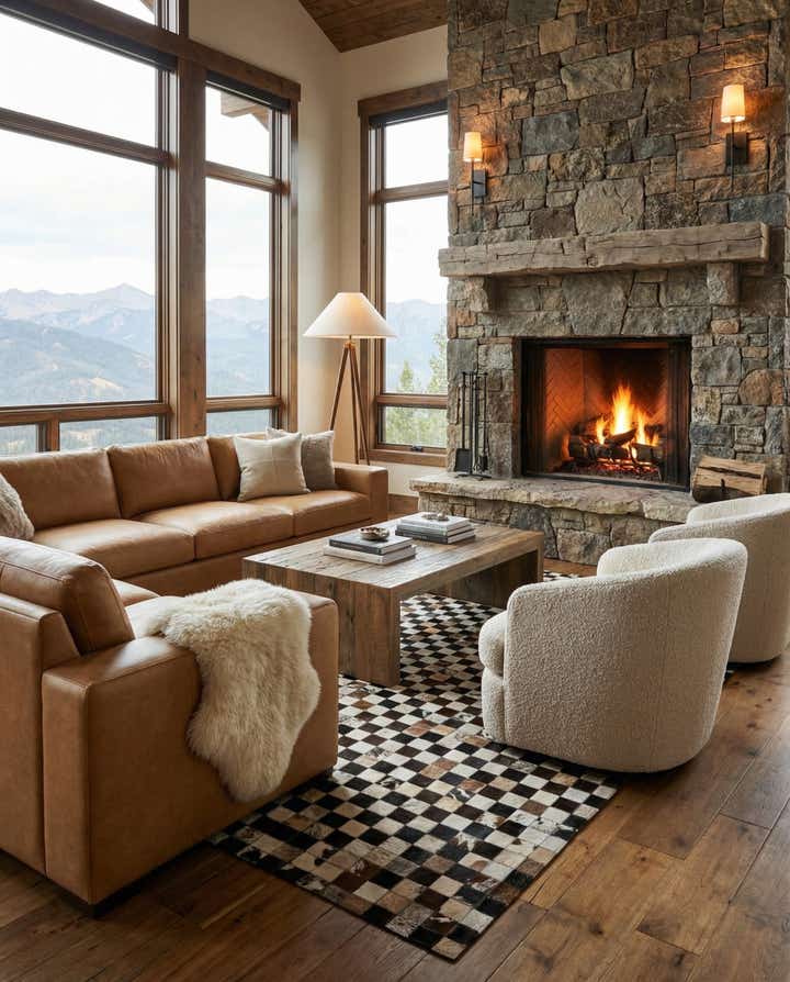 5' 1 x 8' 1 Cowhide Leather Rug