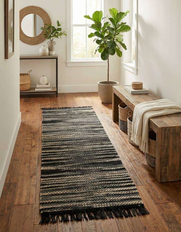 Detail image of 2' 7 x 10'  Hand Woven Chunky Jute Runner Rug