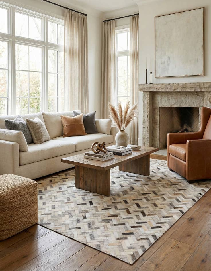 Detail image of 4' 8 x 6' 7 Cowhide Rug