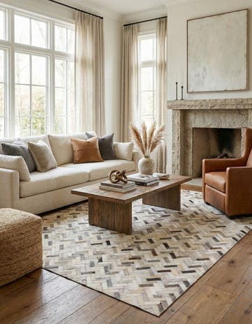 4' 8 x 6' 7 Cowhide Rug