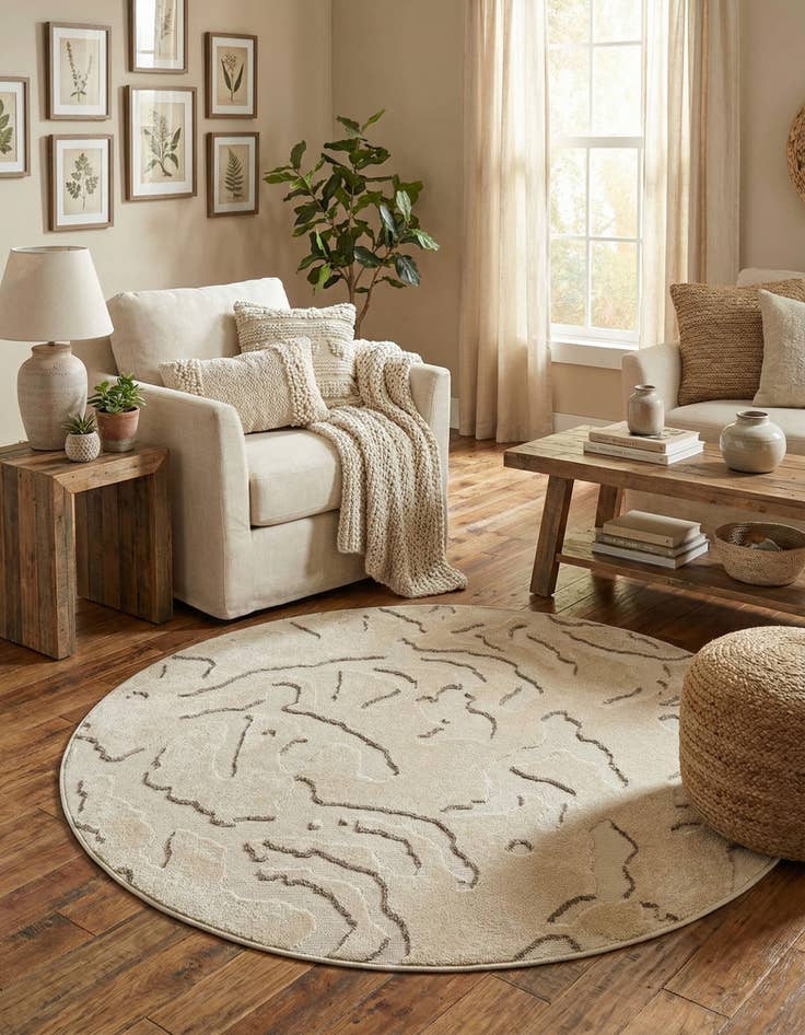 Detail image of  5' x 5'  Washable Sabrina Soto Indoor / Outdoor Round Rug