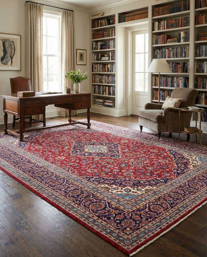 9' 10 x 12' 10 Hand Knotted Kashan Persian Wool Rug