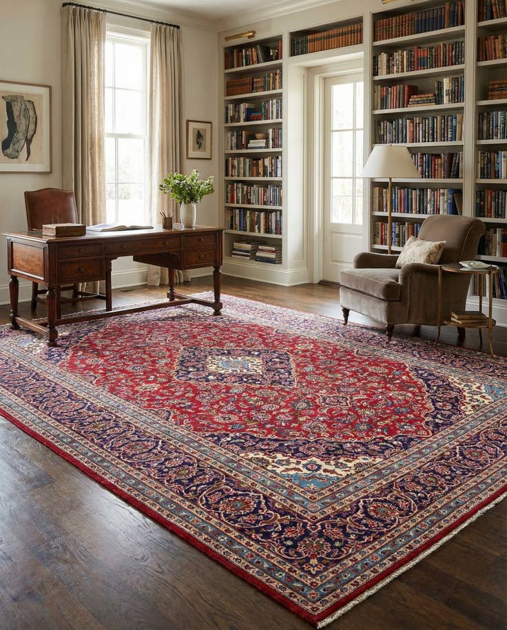 Detail image of 9' 10 x 12' 10 Hand Knotted Kashan Persian Wool Rug
