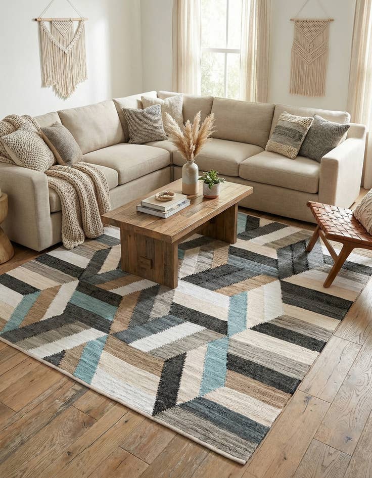 Detail image of 7' 10 x 7' 10  Hand Braided Chindi Cotton Square Rug