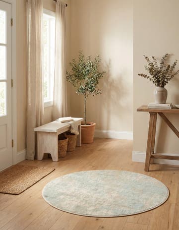 Teal Lotus Round Rug