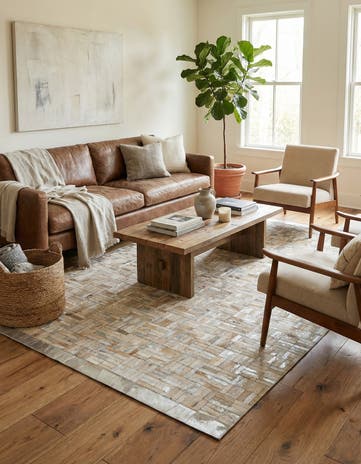 4' 11 x 8' Cowhide - Patchwork Rug