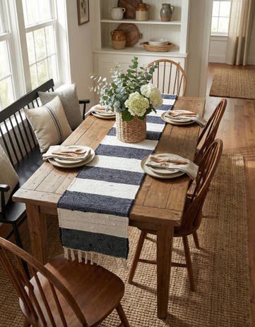 1' 2 x 6' 1 Hand Woven Chindi Rag Table Runner Rug