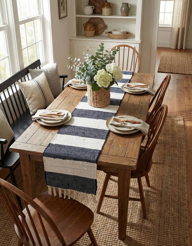 Detail image of  1' 2 x 6' 1  Hand Woven Chindi Rag Table Runner Rug