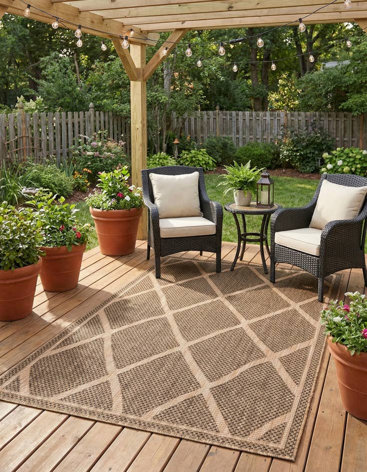 Detail image of  4' x 6'  Washable Lattice Indoor / Outdoor Rug