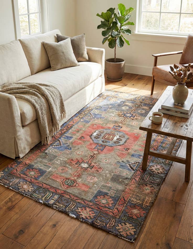 Detail image of 3' 8 x 6'  Hand Knotted Ultra Vintage Persian Wool Rug